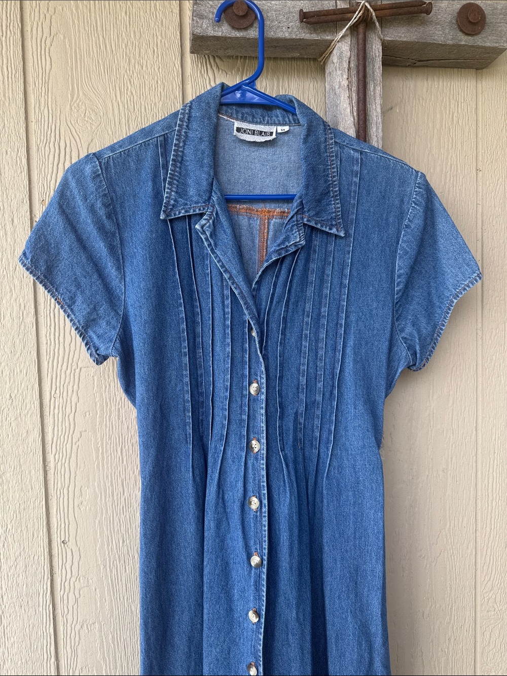 Vintage Joni Blair Denim Button-Front Maxi Dress - Blue - Picture 8 of 11